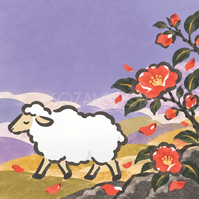 山茶花の道をゆっくり（文字なし）