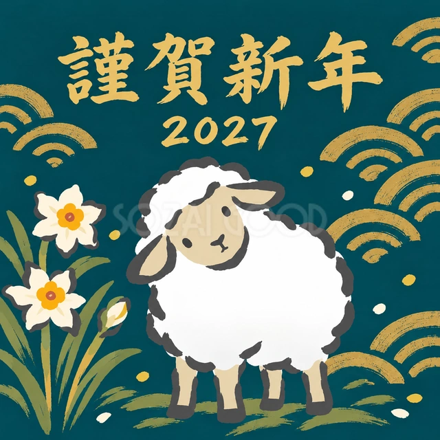 首をかしげる羊（文字あり）