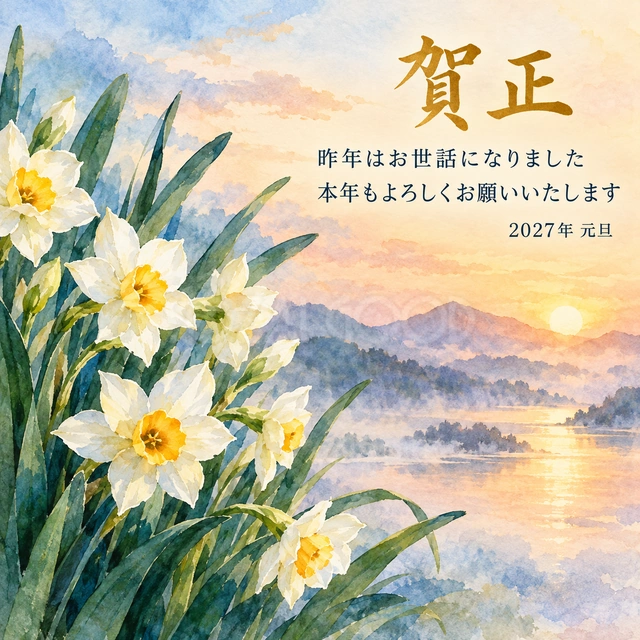 水仙の花束（文字あり）