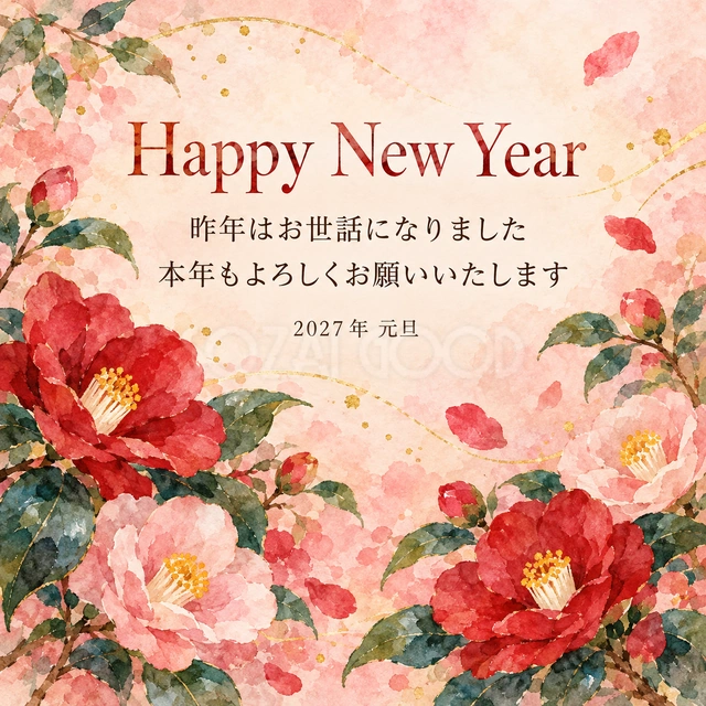 椿の庭（文字あり）