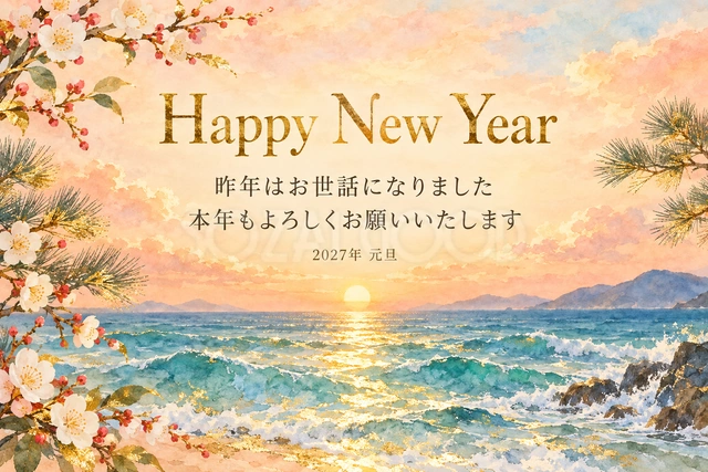 波と金の光（文字あり）