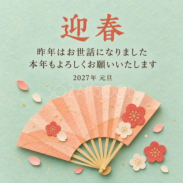 花ひらく扇（文字あり）