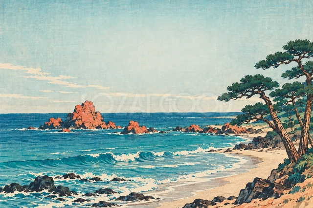 初春の海岸（文字なし）