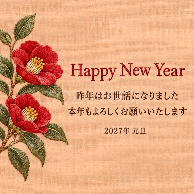椿のステッチ（文字あり）