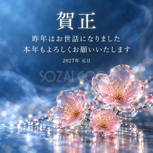 硝子の梅（文字あり）