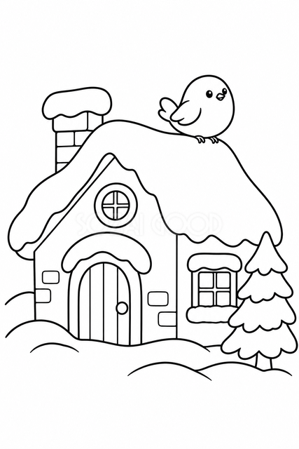 雪のおうちと小鳥