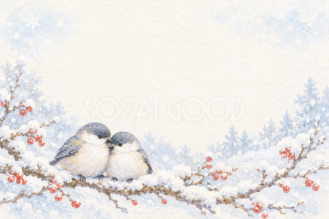 雪の枝と小鳥のお礼カード
