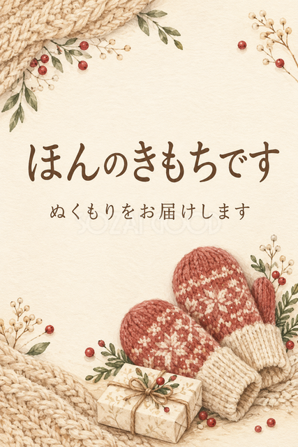 手袋と小さな贈り物のお礼カード