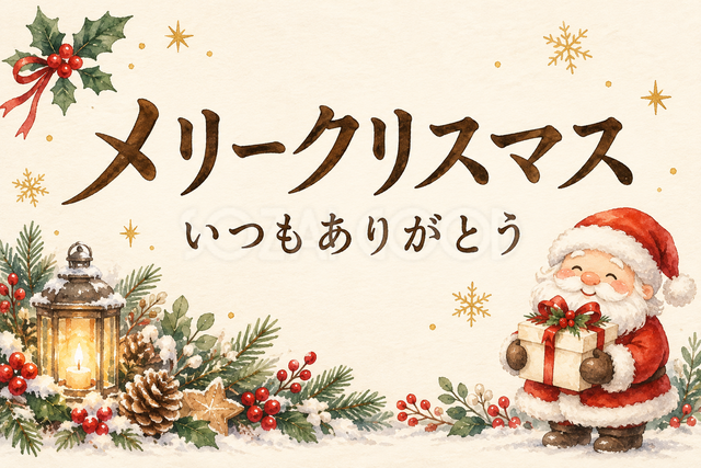 贈り物を持つサンタのお礼カード