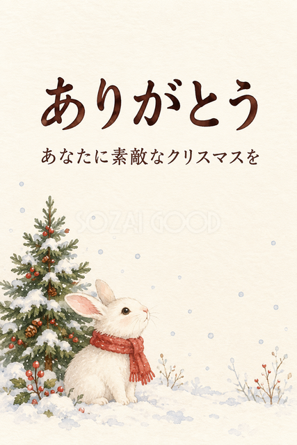 雪の森のうさぎのお礼カード