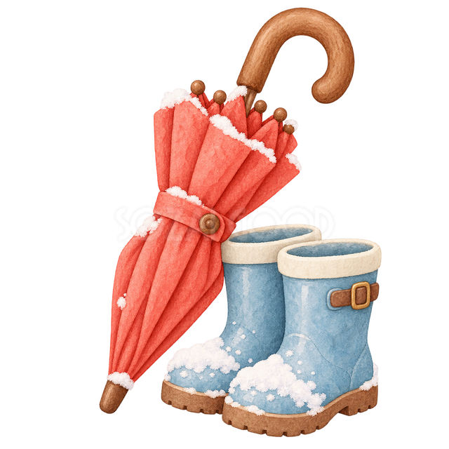 雪よけの傘の挿絵