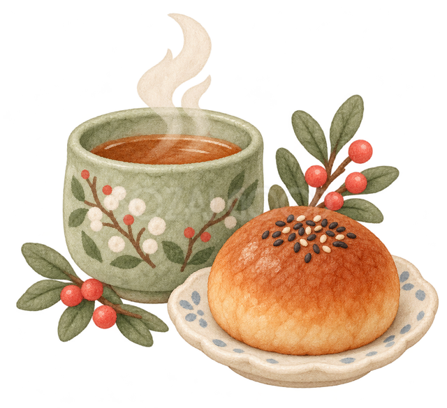 ほうじ茶と和菓子の挿絵