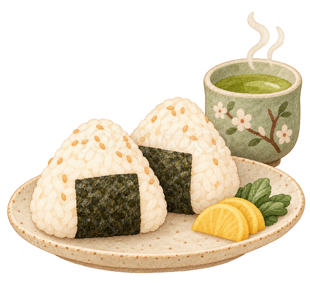 おにぎりとお茶の挿絵