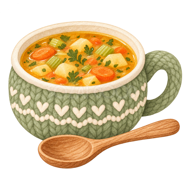 湯気の立つスープの挿絵
