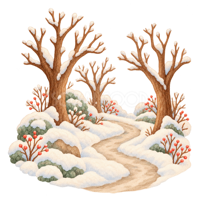 雪の並木道の挿絵