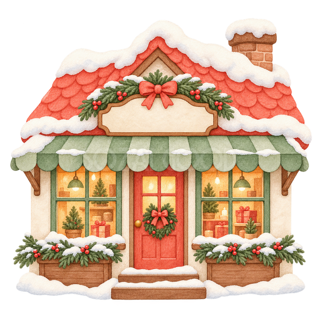 雪の小さな商店の挿絵