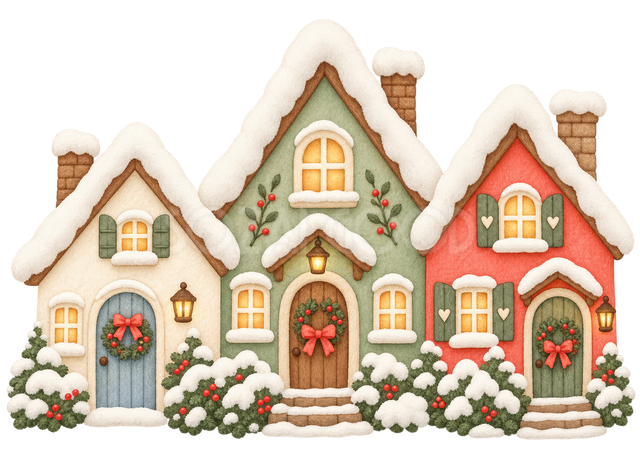 雪の家並みの挿絵