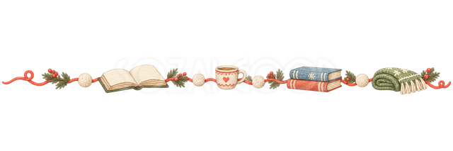 冬の本と飲み物のライン