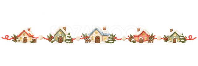 雪の家並みの冬ライン