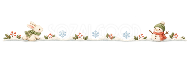 冬のうさぎと雪のライン