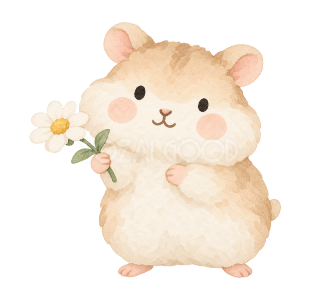 一輪の花を渡すハムスター