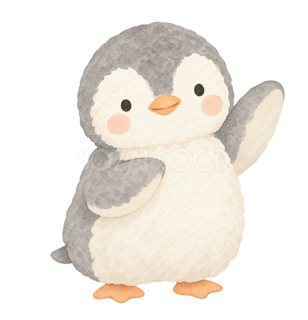 そっと手を振ってお礼するペンギン
