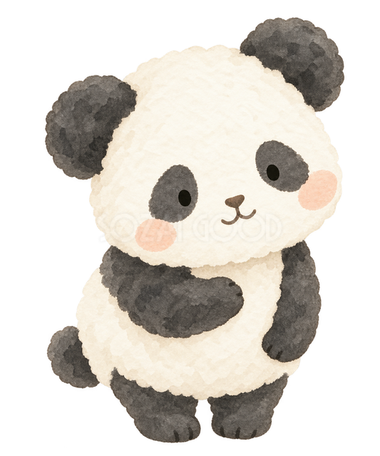 胸に手を添えてお礼するパンダ