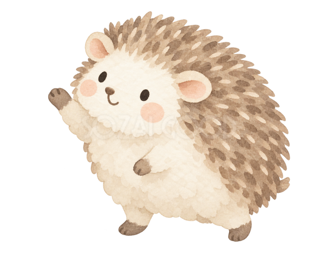 左上を指すハリネズミ