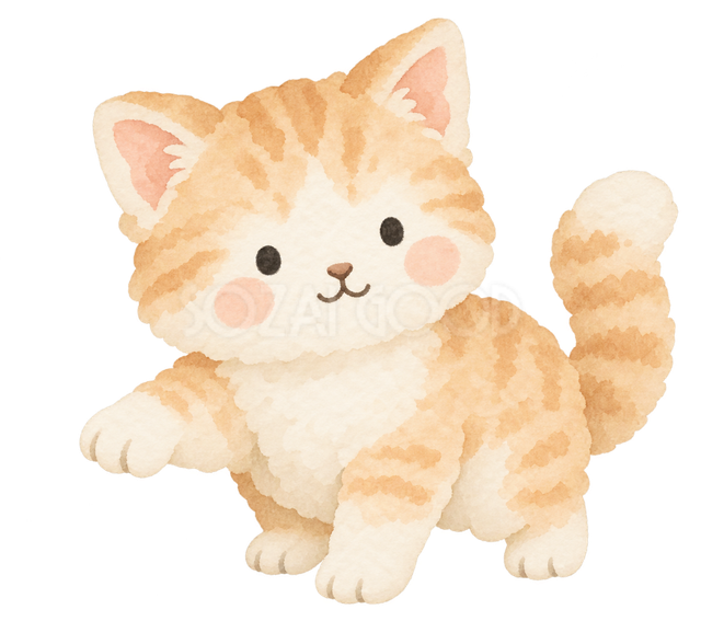 左へ手を差し出す猫
