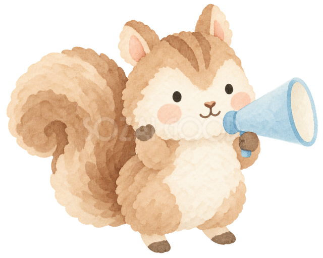 拡声器で知らせるりす