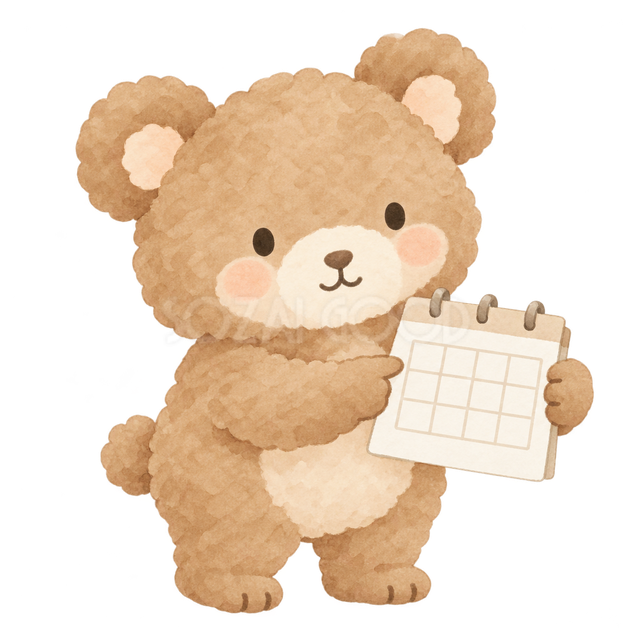 予定表を紹介するくま