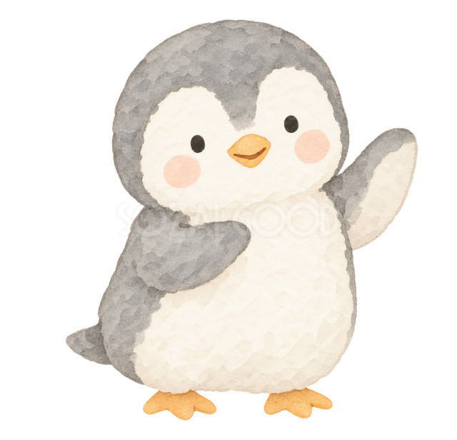 手を胸に添えて見送るペンギン