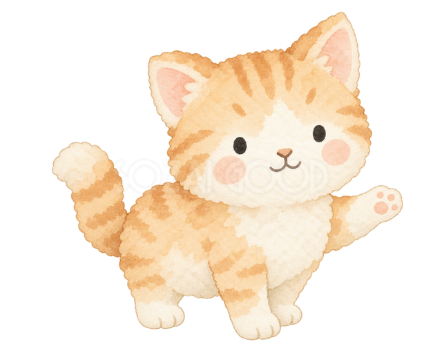 入口を案内して迎える猫