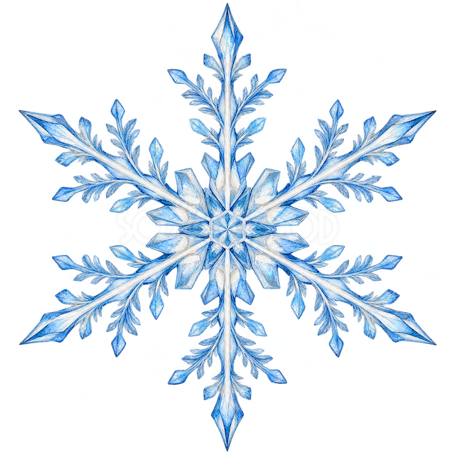 針先が細い雪の結晶