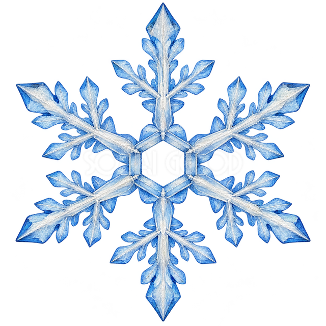 六角の中心を持つ雪の結晶