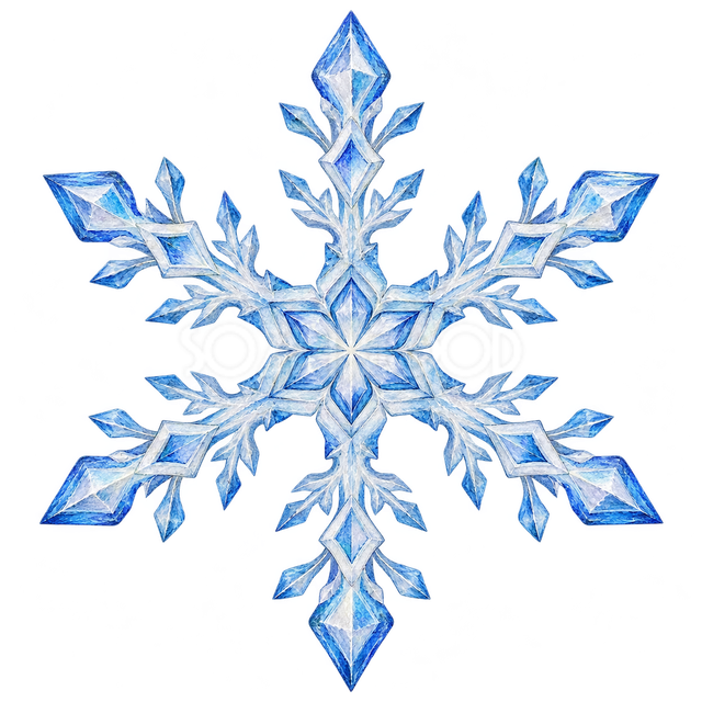 ひし形が連なる雪の結晶