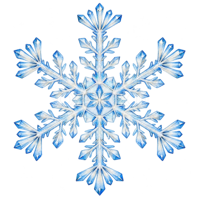 枝先が扇形の雪の結晶