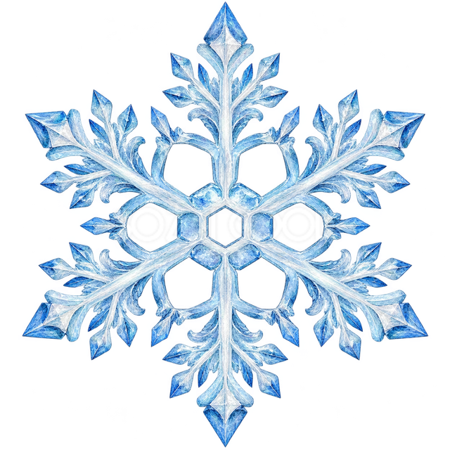 六角の窓がある雪の結晶