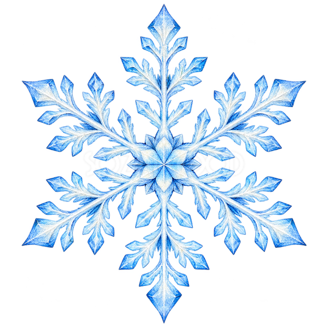 小枝が重なる雪の結晶