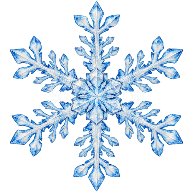 先が三つに分かれた雪の結晶