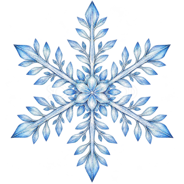 小さな葉形の雪の結晶
