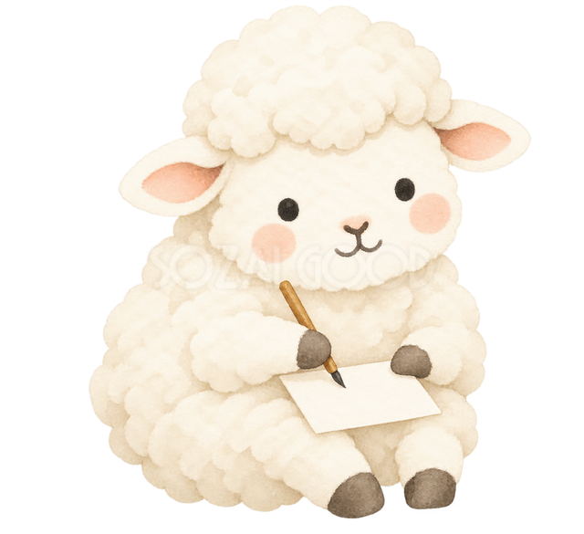 新年の手紙を書く羊