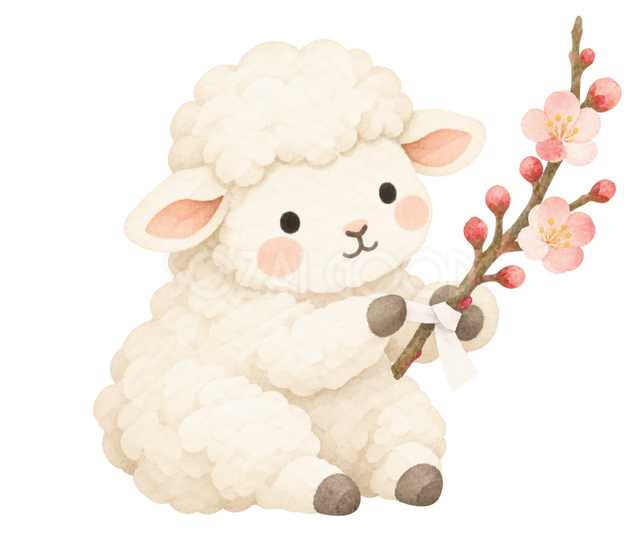 おみくじを結ぶ羊