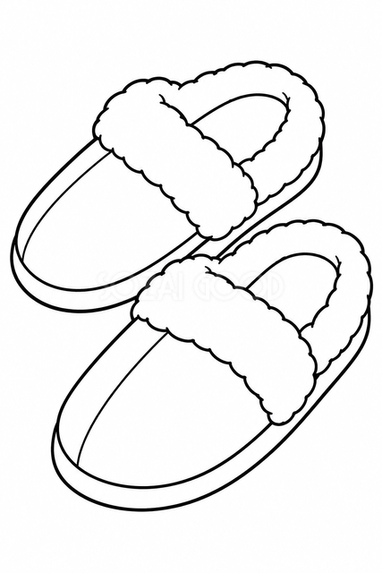 冬のスリッパの塗り絵
