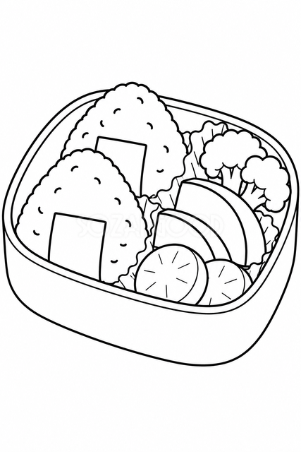 冬のお弁当の塗り絵
