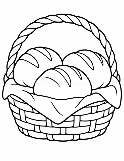 パンのかごの塗り絵