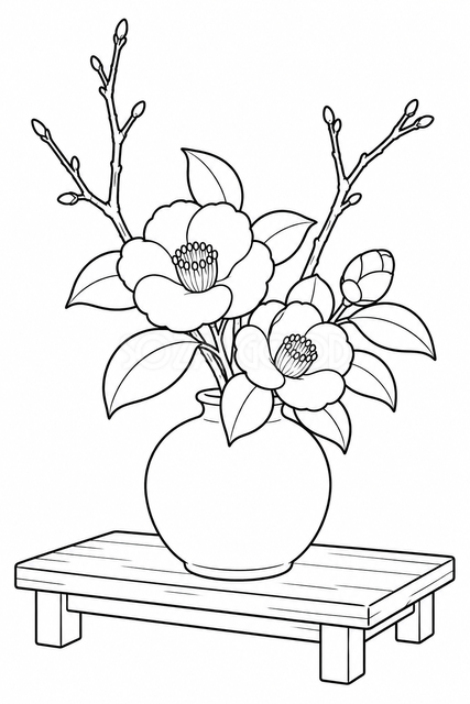 冬の花瓶の塗り絵