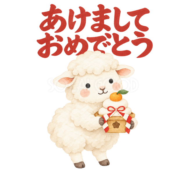 「あけましておめでとう」の文字と羊