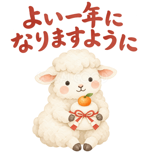 「よい一年になりますように」の文字と羊