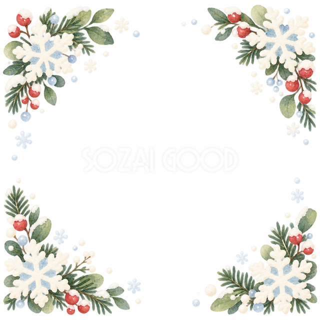雪の結晶の四隅飾りのカードフレーム